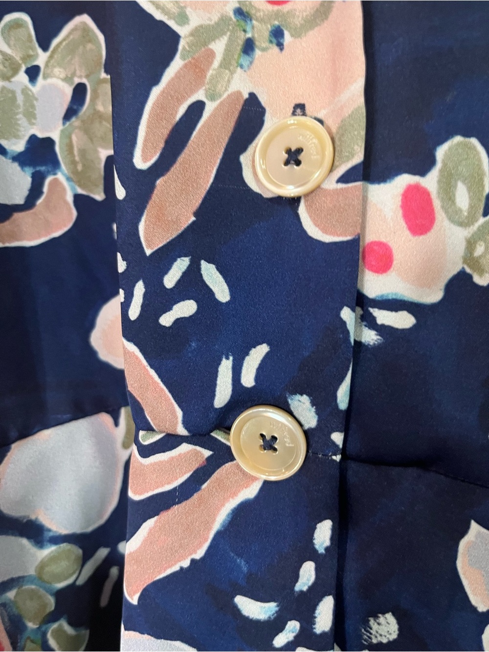 Wilfred Navy Floral Short-Sleeve Tie-Waist Mini Dress size XS - Picture 2 of 7